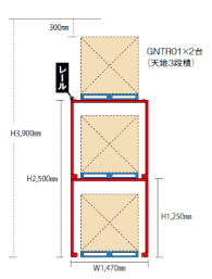 段積み例：逆ネステナー〈レール式〉