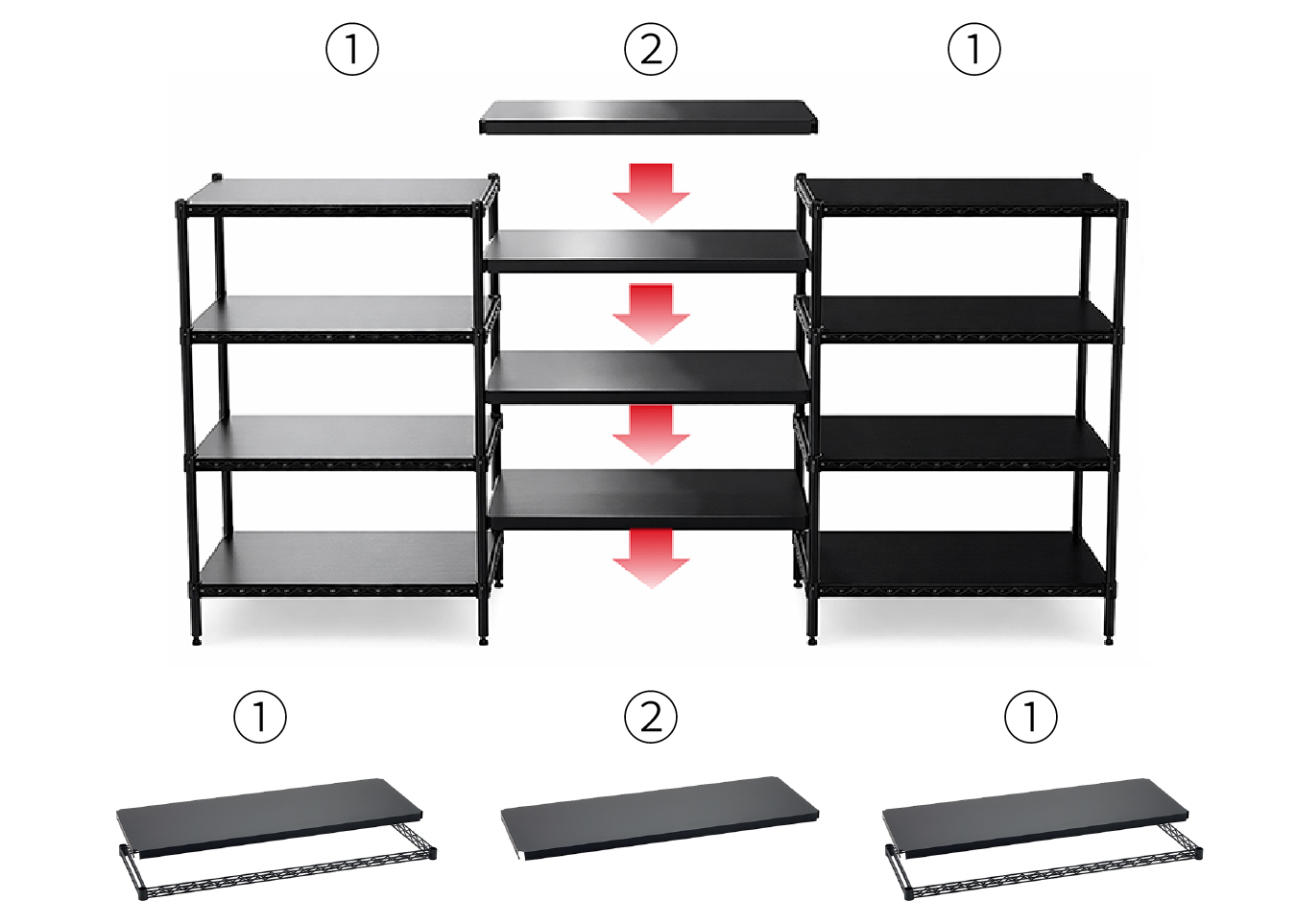 連結天板を使った組立例